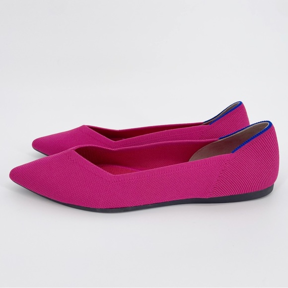 Rothy’s Berry The Point Knit Flats Orange Stripe Pointed Toe Pink - Picture 4 of 6